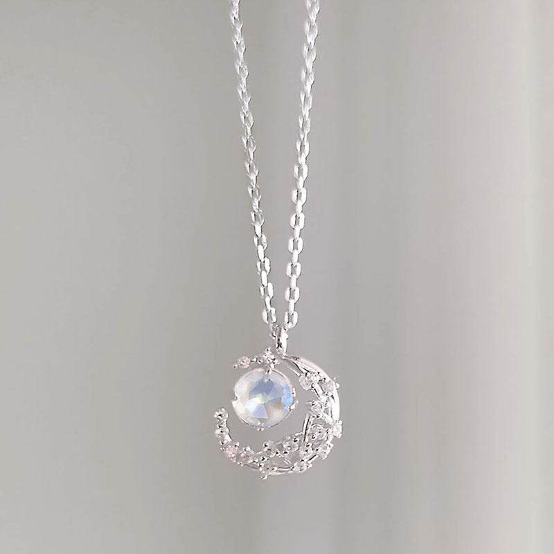 Dream Fall Star Moon Necklace Crescent Moon Diamond Inlaid Clavicle Chain - terrifictrend