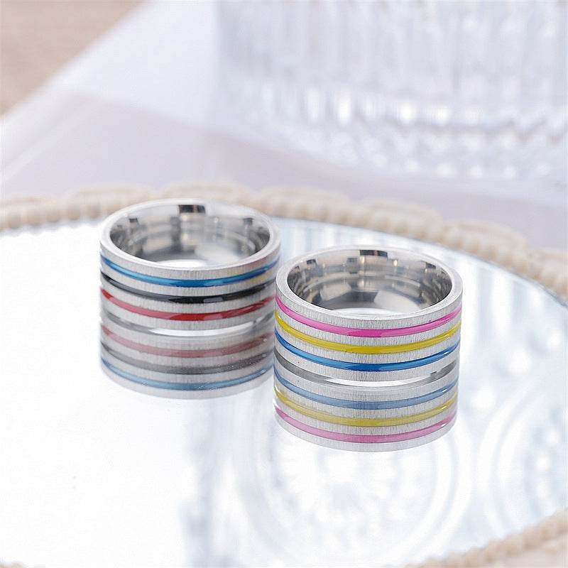 Titanium Steel Ring Rainbow Drops Of Oil - terrifictrend