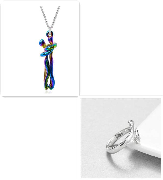 Love Hug Necklace Unisex Men Women Couple Jewelry Simple Temperament Clavicle Chain Valentines Day Lover Gift - terrifictrend