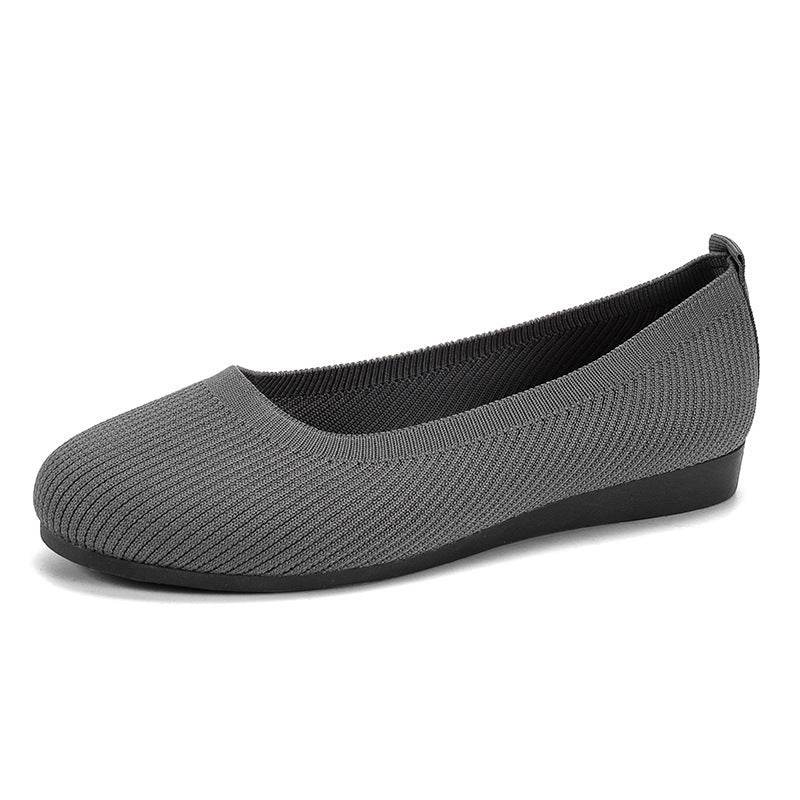 Round Toe Flats Shoes Casual Comfortable Soft Slip On Knit Mesh Shoes For Women - terrifictrend