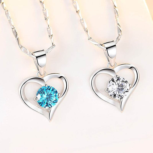 S999 Sterling Silver Necklace Women's Heart-shaped Pendant - terrifictrend