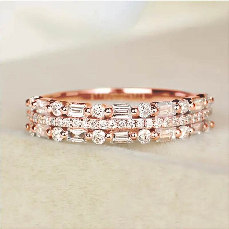 Multilayer Ring Three-layer Fine Circle Line Setting For Women Full Finger Rings Jewelry Gifts - terrifictrend