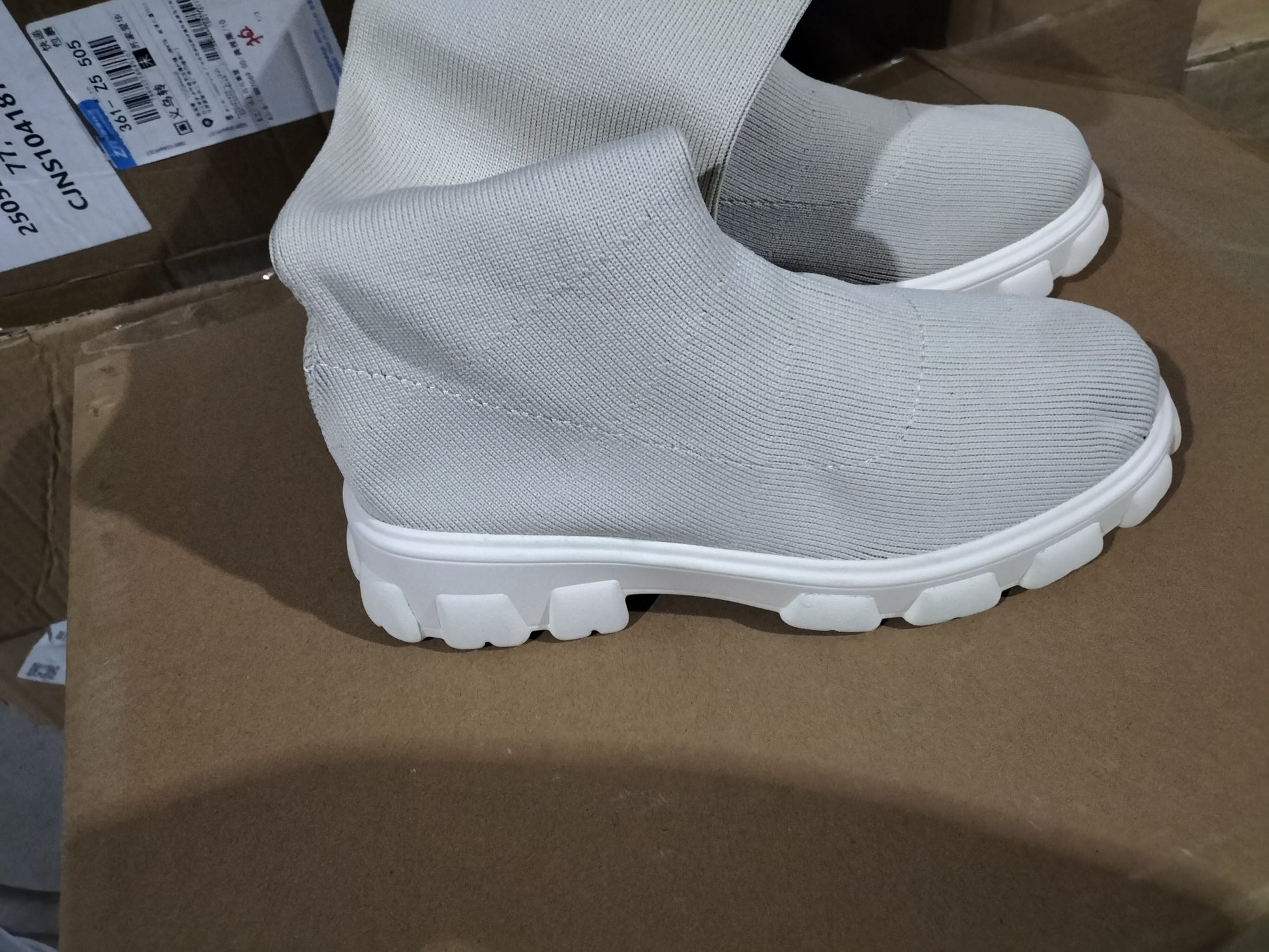 Fashion Knitted Boots Women's Flyweaving Breathable Thick-soled Skinny Boots Winter Fall Shoes Cj