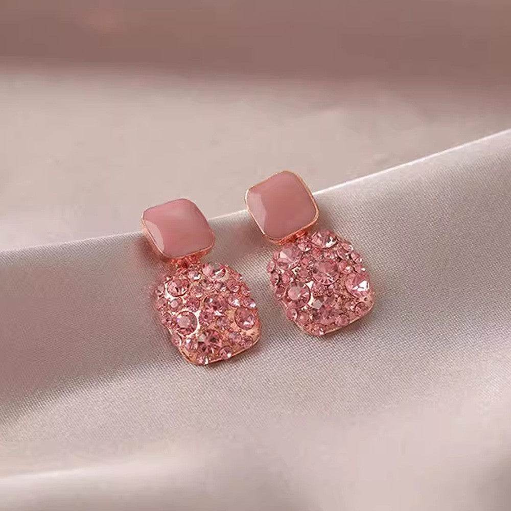 Rhinestone Cube Earrings Ins Fashion Temperament Geometric Earrings - terrifictrend