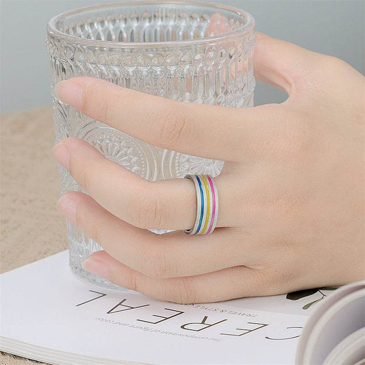 Titanium Steel Ring Rainbow Drops Of Oil - terrifictrend