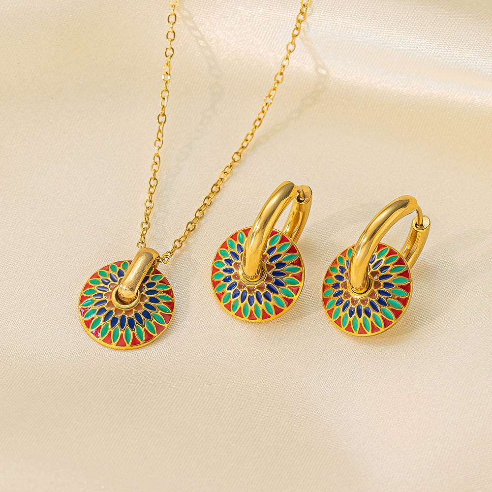 Stainless Steel Necklace Earrings Women's Jewelry Suit - terrifictrend