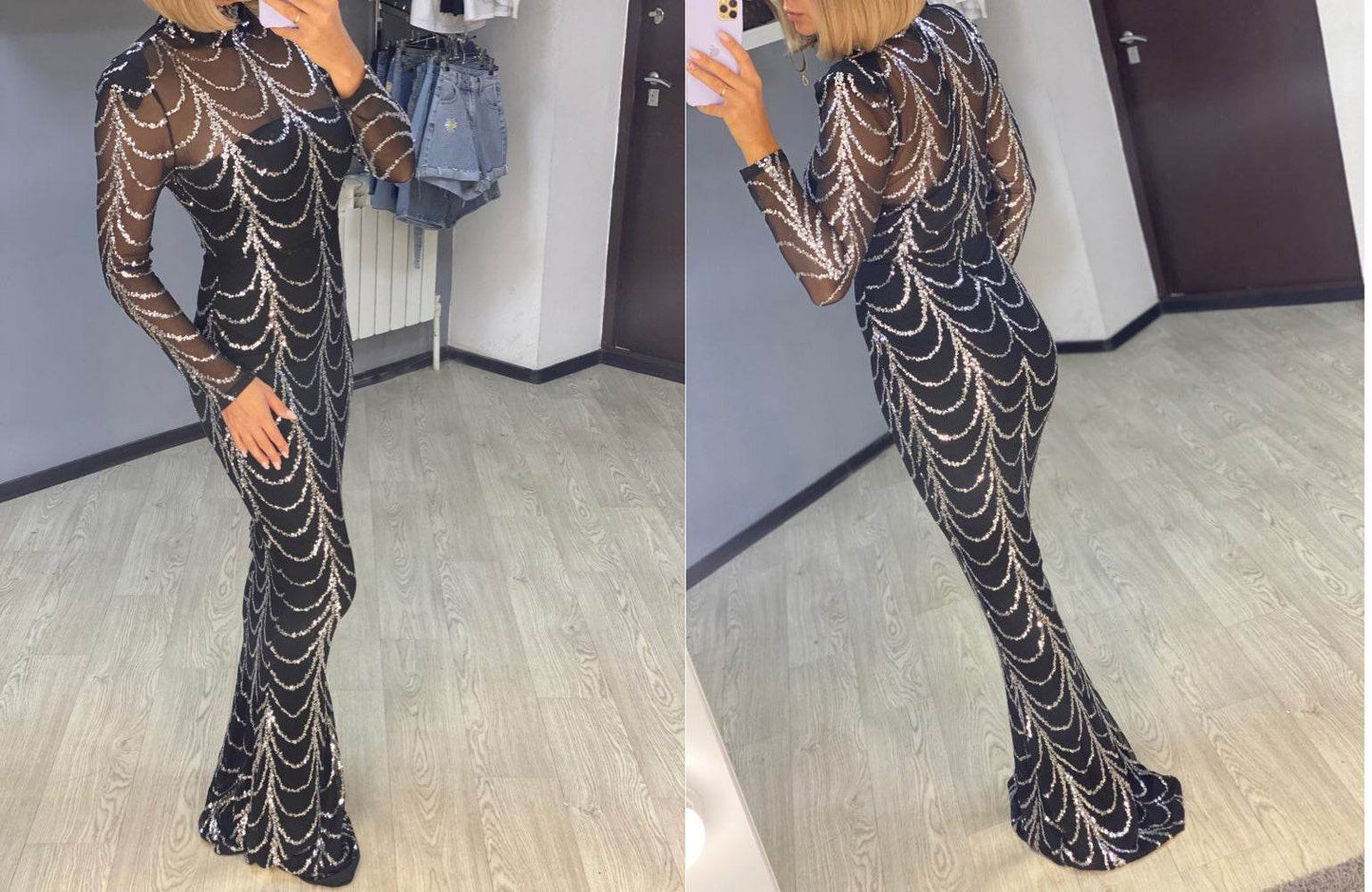 Sequins Women Maxi Dresses Long Sleeve Female Party Dresses - terrifictrend