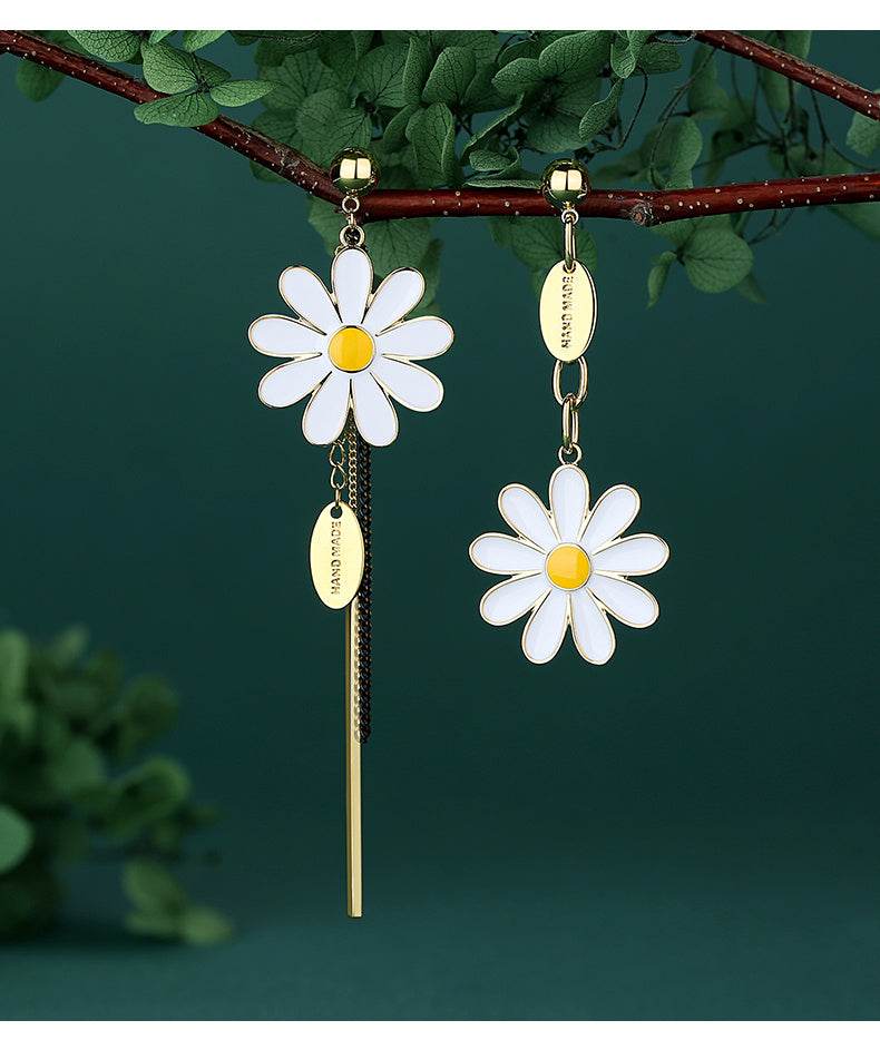 Long Tassel Asymmetric Flower Earrings - terrifictrend