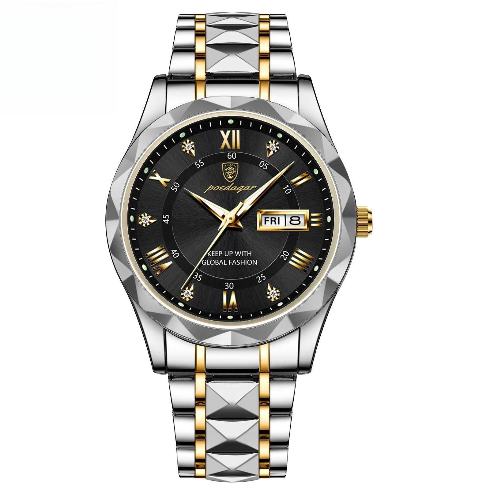 Men's Waterproof Double Calendar Luminous Quartz Watch - terrifictrend