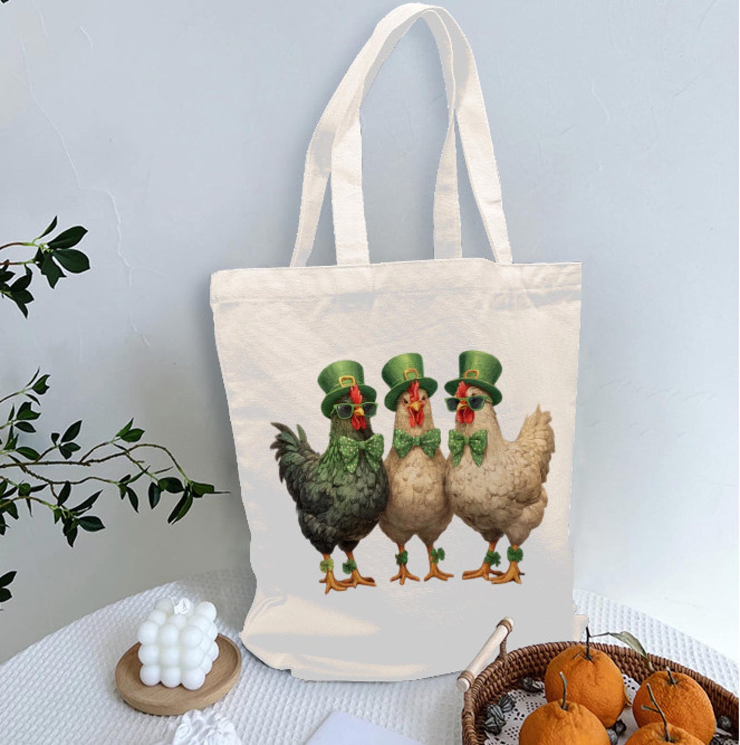 St. Patrick's Day Ireland Funny Irish Chickens Shoulder Tote Bag 15" X 15" TerrificTrend