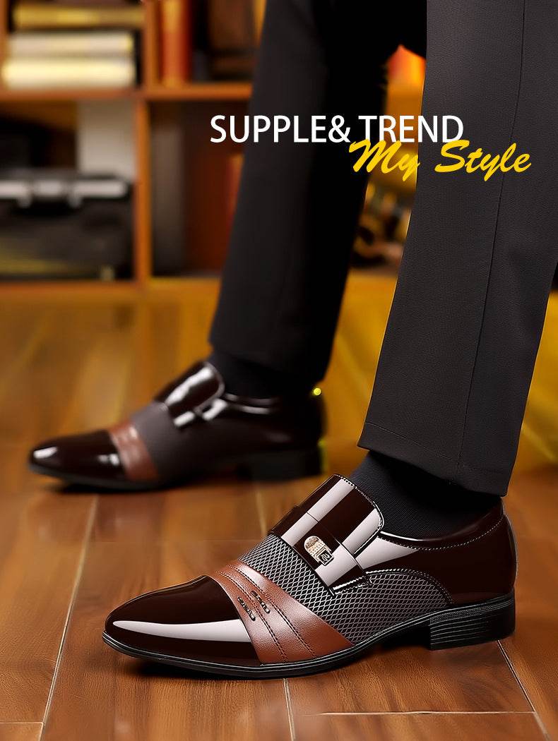Wine Red Fashion Patchwork Leather Shoes For Men - terrifictrend
