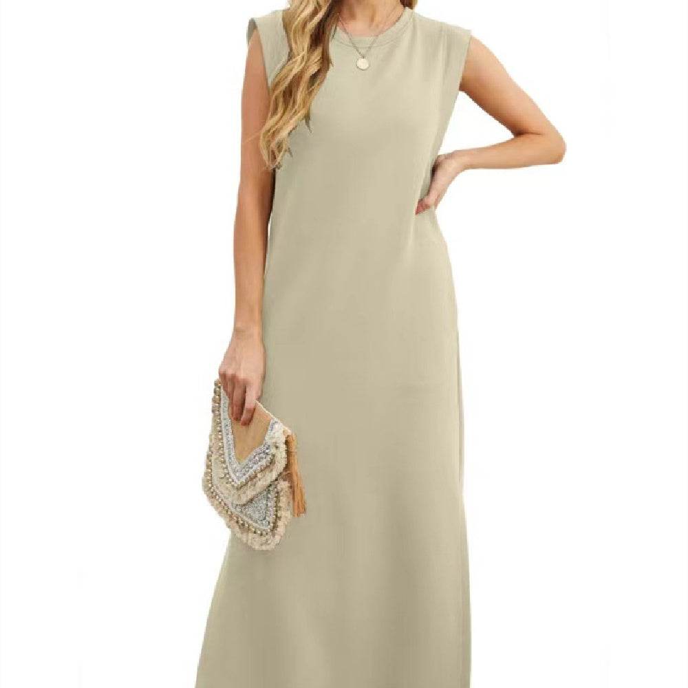 Summer Sleeveless Slit Dress With Pockets Casual Loose Long Dresses For Womens Clothing - terrifictrend