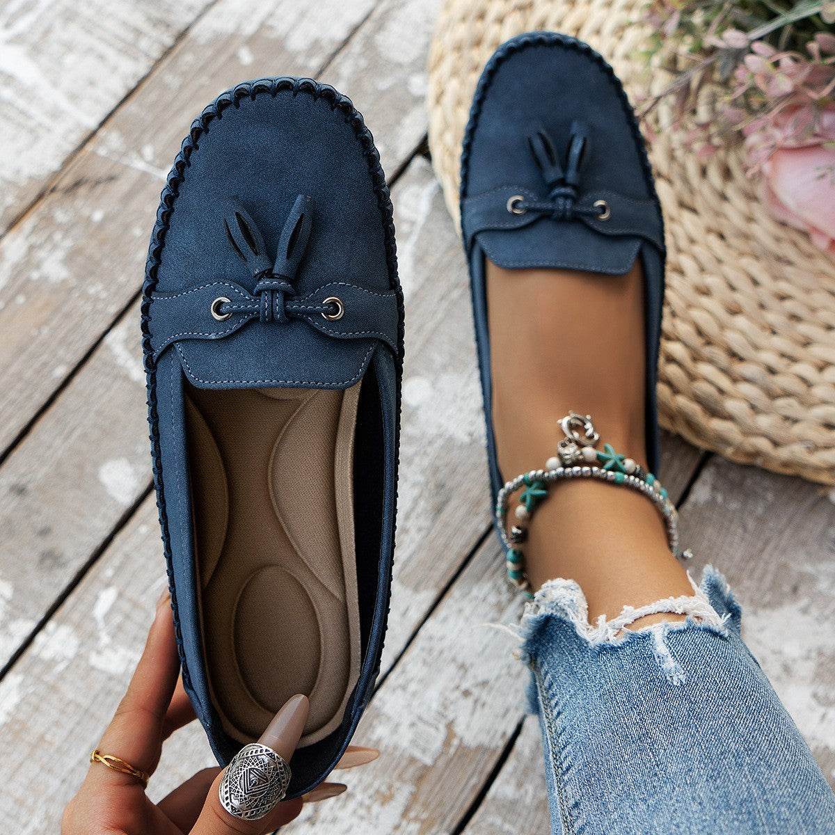 Women's Round Head Loafers Fashion Non-slip Soft Comfortable Flats Shoes - terrifictrend