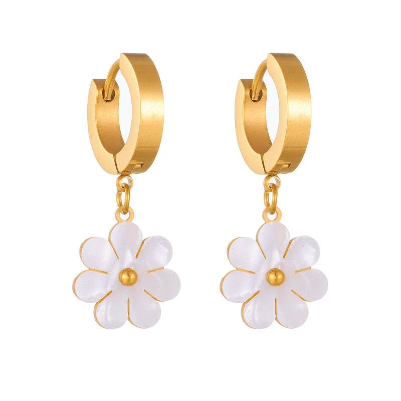 Fashion Jewelry Stainless Steel Flower DaisyFlower Necklace Double Layering Necklace Earrings Jeweley Set - terrifictrend