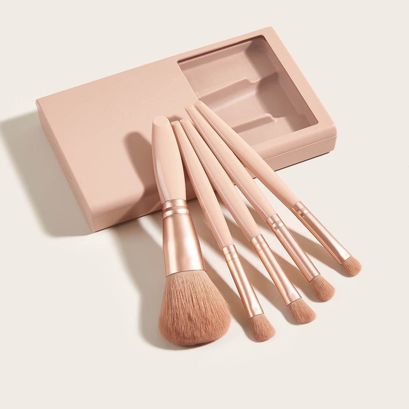 5 PCs Makeup Brushes With Mirror Travel Set - terrifictrend