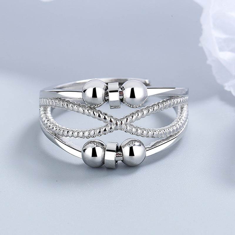 Rotatable Ring With Open Design Fashion Double-layered Hollow Line Anxiety Relief Rings For Women - terrifictrend