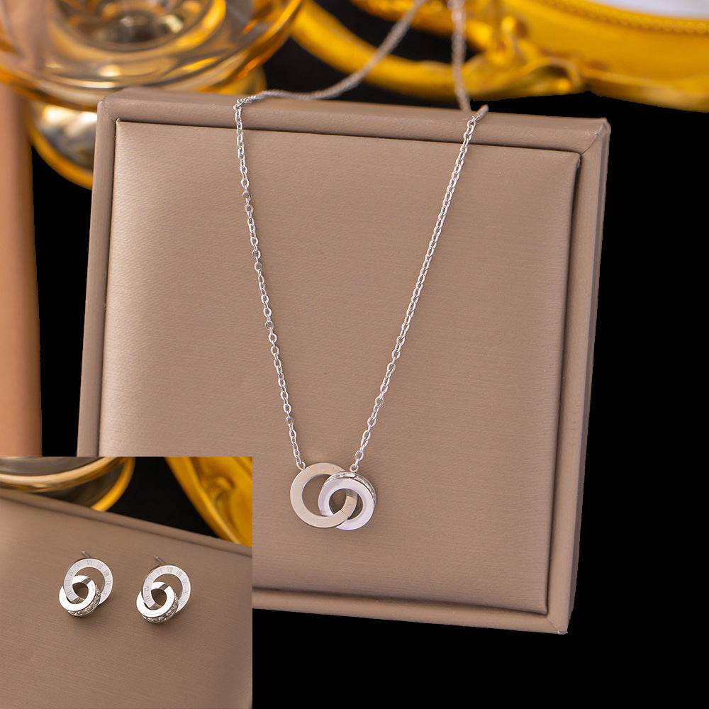 Stainless Steel Necklace Earrings Women's Jewelry Suit - terrifictrend