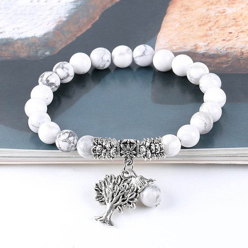 Vintage Frosted White Pine Bead Bracelet - terrifictrend