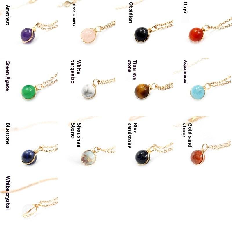 Winding Pendant Natural Crystal Red Agate Necklace Glass Ball Pendant Necklace Women Jewelry Gift - terrifictrend