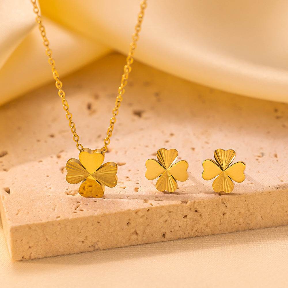 Stainless Steel Necklace Earrings Women's Jewelry Suit - terrifictrend