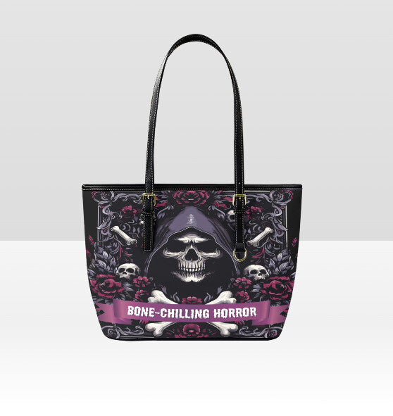 Custom Tote Hand Shoulder Bag 12 X 15 Halloween Gothic Grim Reaper Skull Flower Terrifictrend