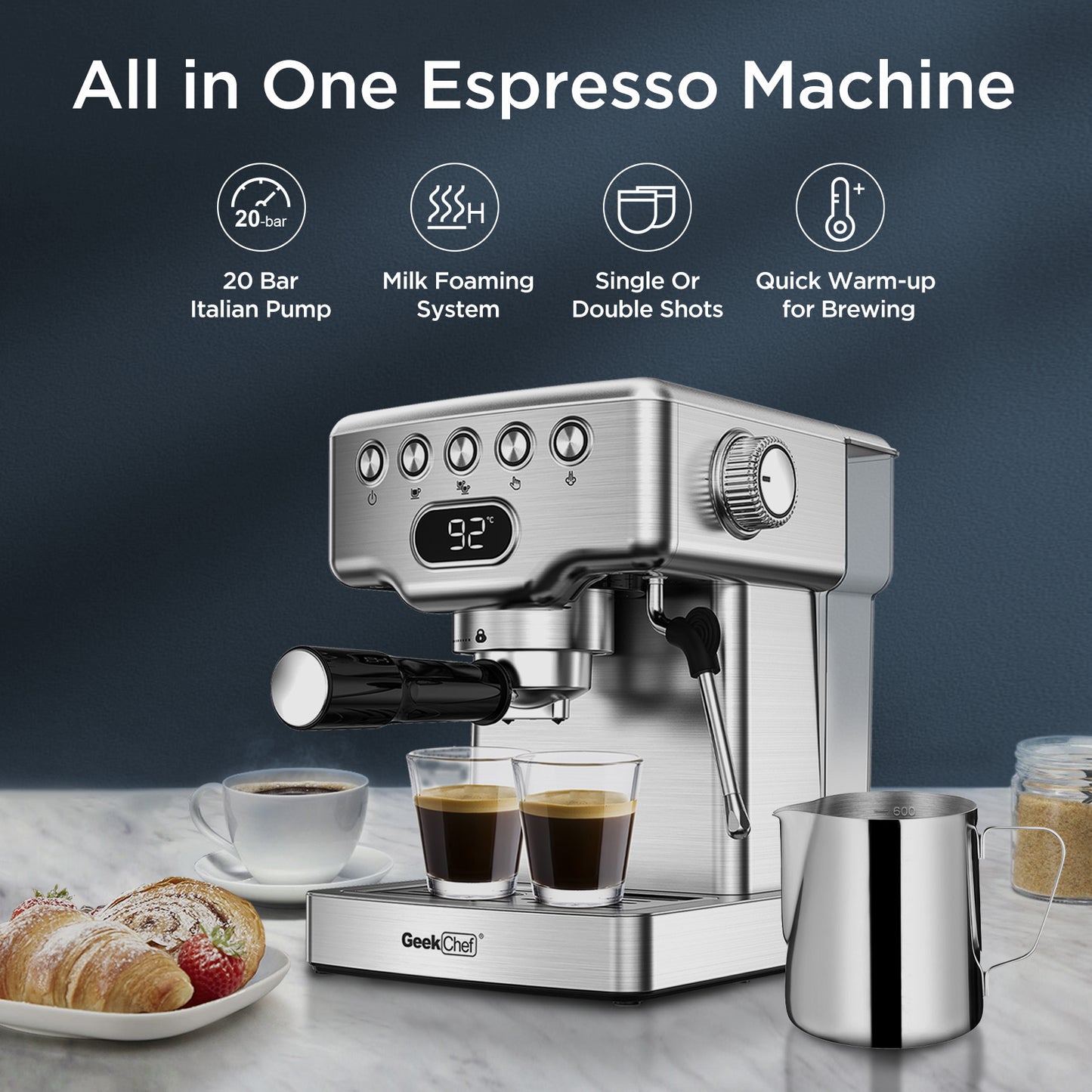 "Geek Chef Espresso Machine 20 Bar"