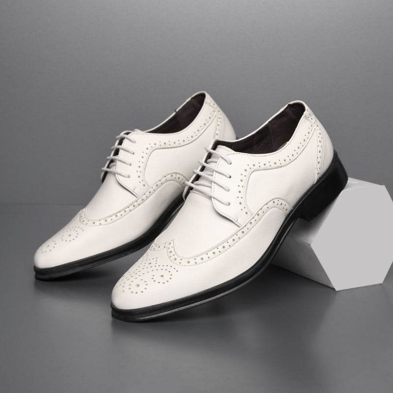 Block Carved Casual Leather Shoes For Men - terrifictrend