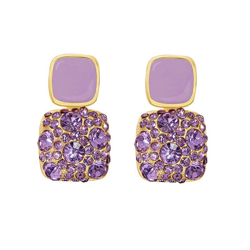 Rhinestone Cube Earrings Ins Fashion Temperament Geometric Earrings - terrifictrend