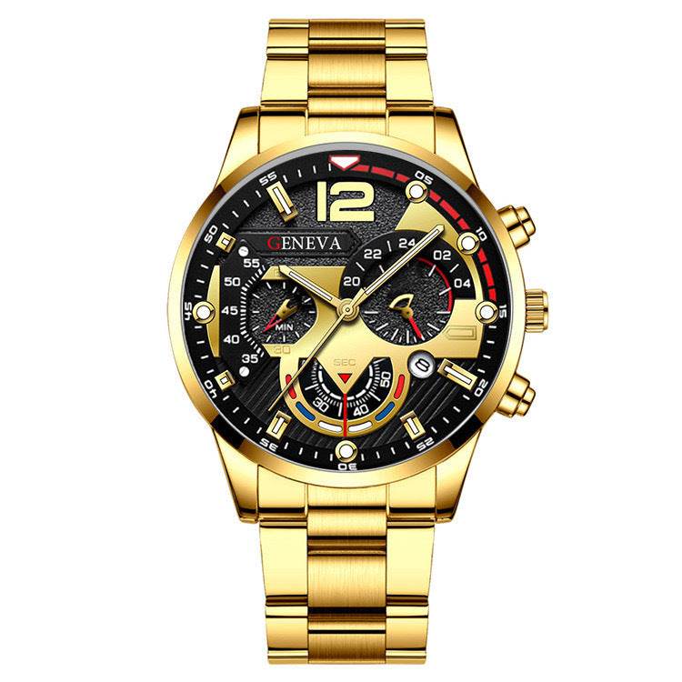 2pcs Men's New Popular Steel Strip Fashion Business Three Eye Quartz Watch Bracelet Set Valentine's Day Gifts - terrifictrend