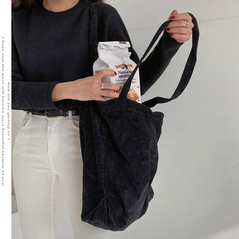 Washed Corduroy Handbag Simple Retro One Shoulder Women's Bag - terrifictrend