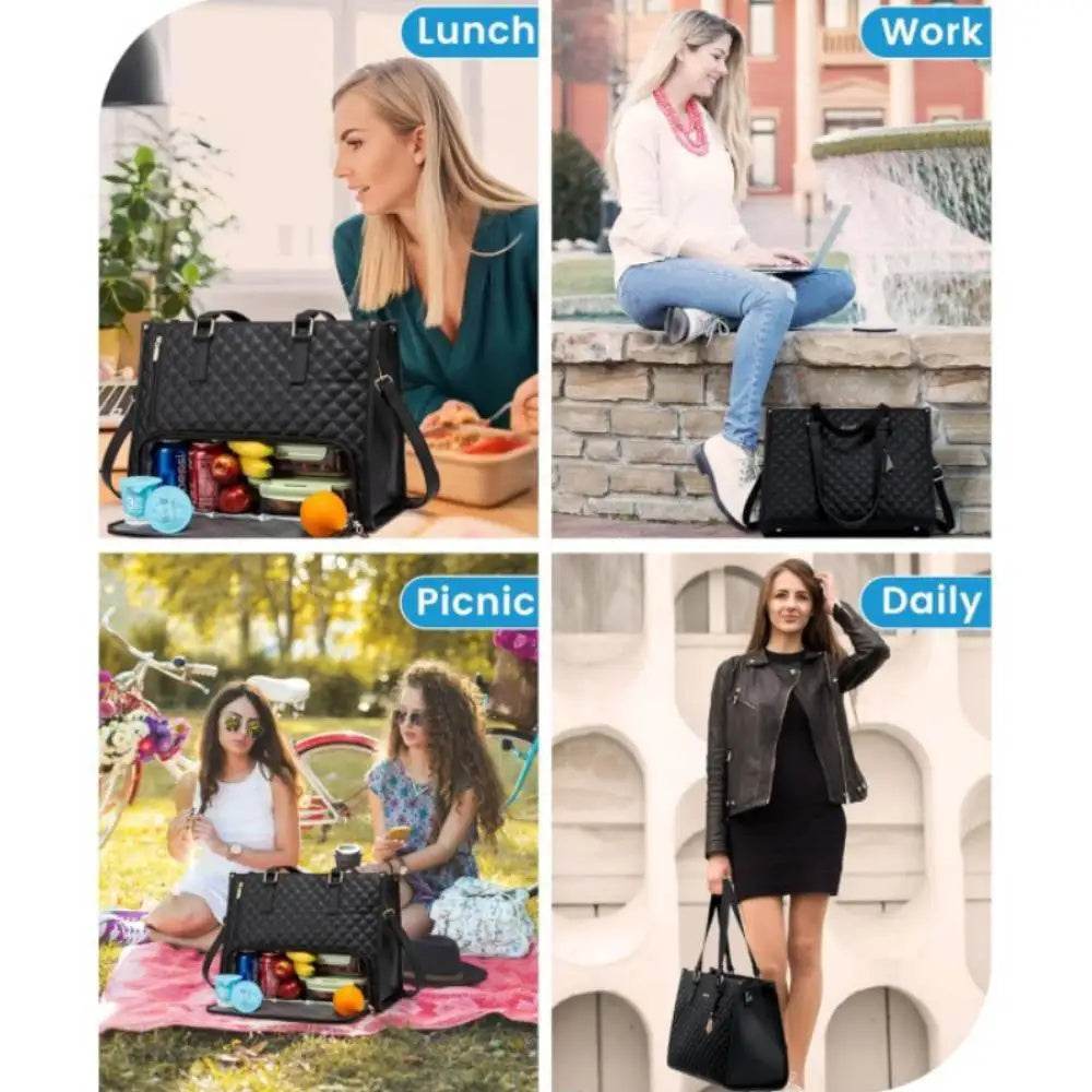 Convenient Commute New Lunch Bag Women's Insulated Lunch Box Women's Leak-proof Large Purse Diagonal Computer Storage - terrifictrend