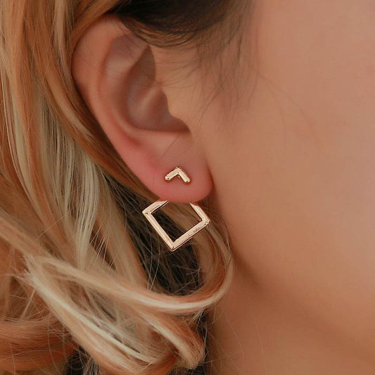 Hollow Diamond Square Stud Earrings - terrifictrend