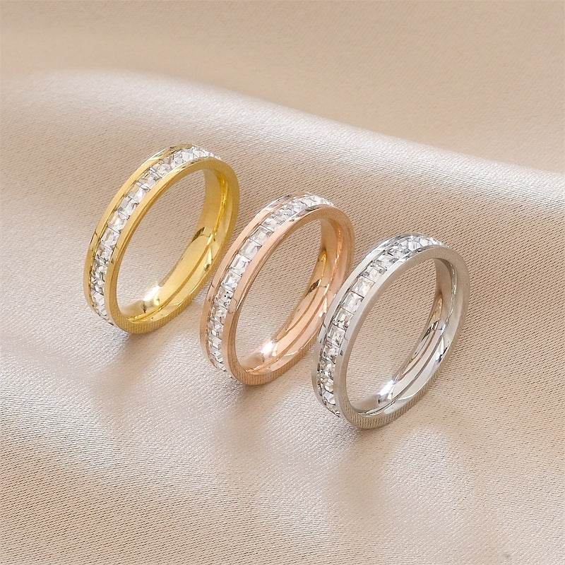 INS Rings Titanium Steel Couple Single And Double Row Diamond Ring - terrifictrend