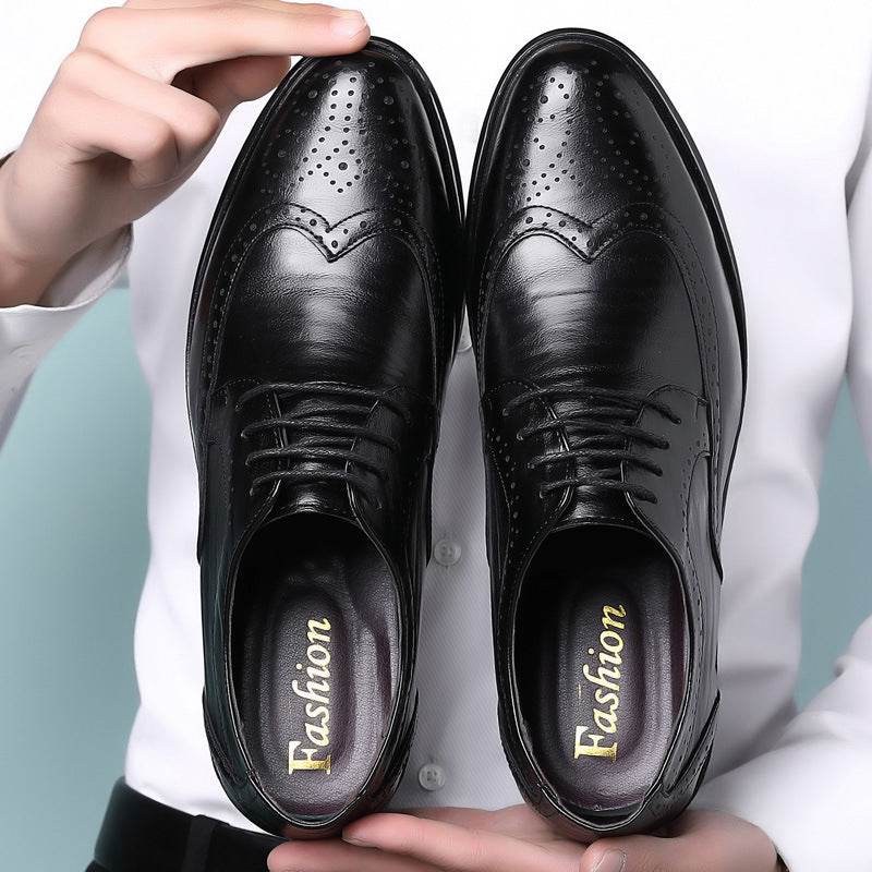 Block Carved Casual Leather Shoes For Men - terrifictrend