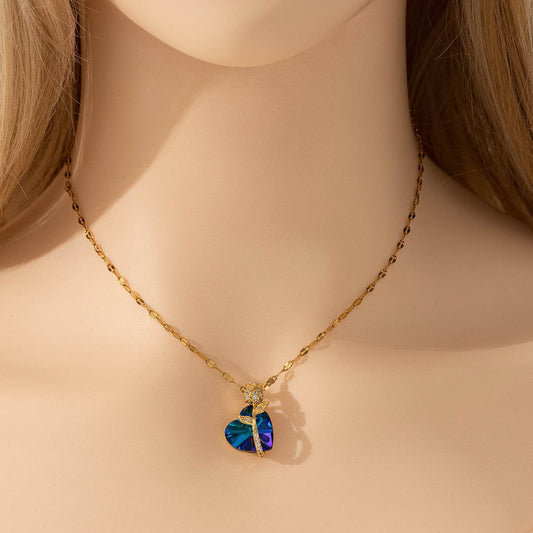 Women's Fashion Sapphire Heart Pendant Necklace - terrifictrend