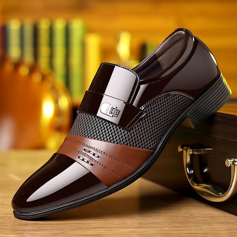Wine Red Fashion Patchwork Leather Shoes For Men - terrifictrend