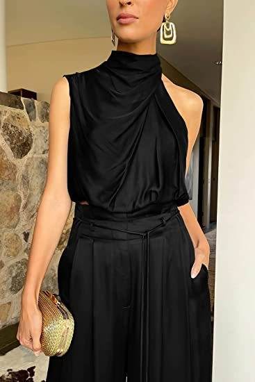 Summer Suits Casual Sleeveless Midriff-baring Top And Wide Leg Pants 2pcs Set Womens Clothing - terrifictrend