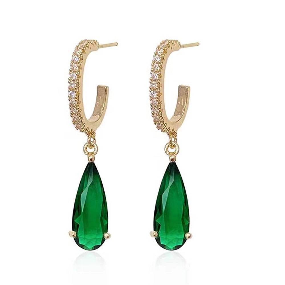 Emerald Horse Eye Zircon Earrings Pendant For Women - terrifictrend