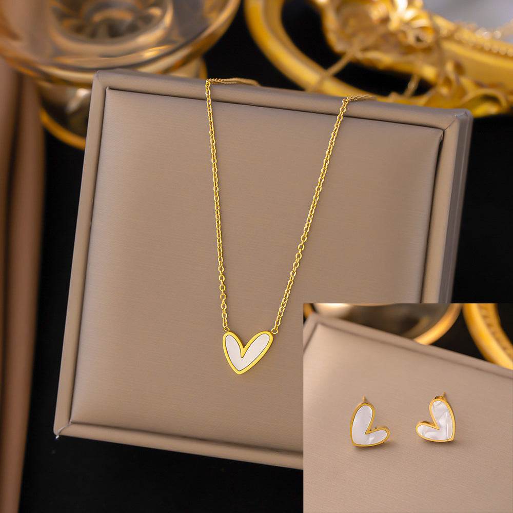 Stainless Steel Necklace Earrings Women's Jewelry Suit - terrifictrend