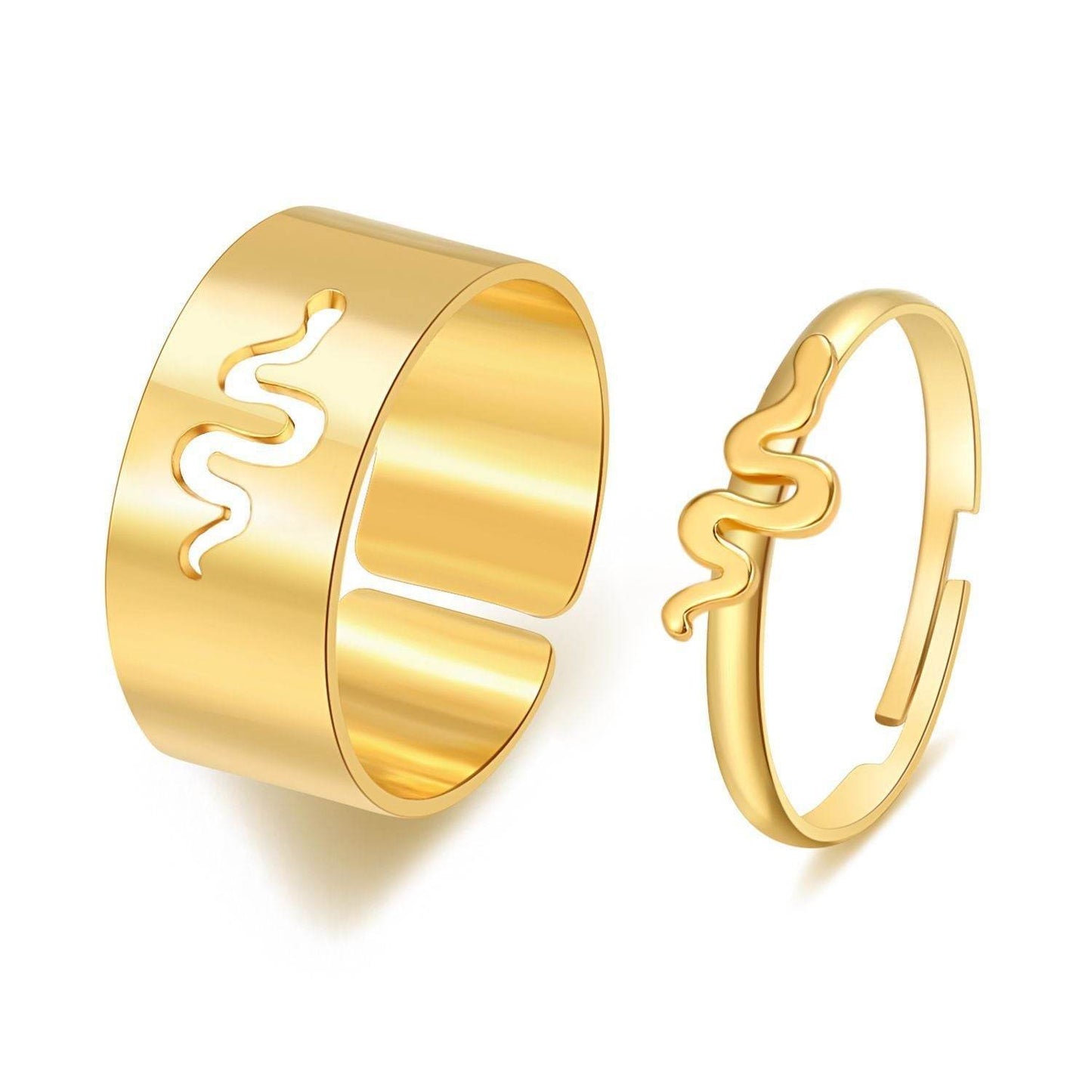 Hot Selling Creative Personality Butterfly 2-Piece Set Ins Same Punk Style Couple Ring - terrifictrend