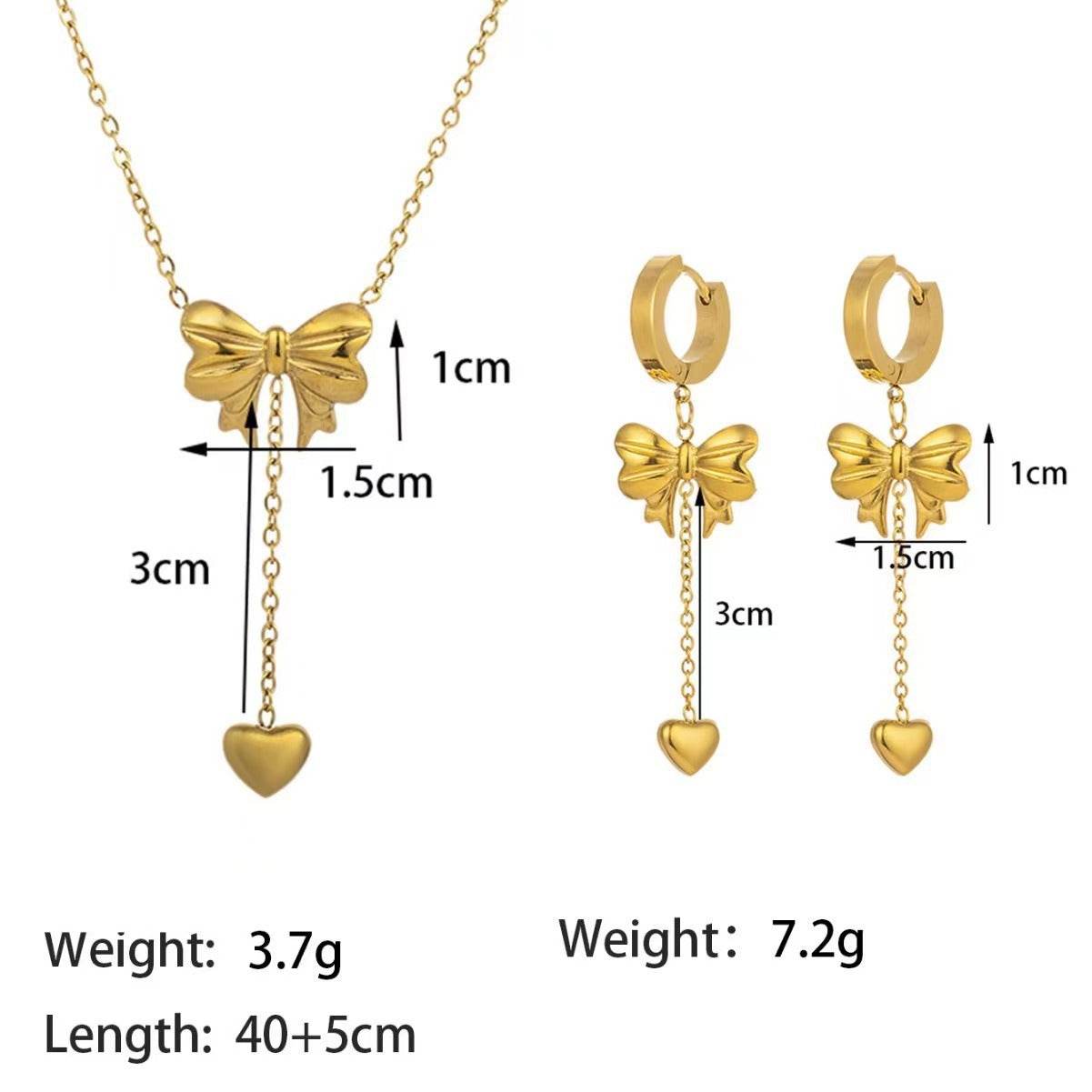 Stainless Steel Necklace Earrings Women's Jewelry Suit - terrifictrend