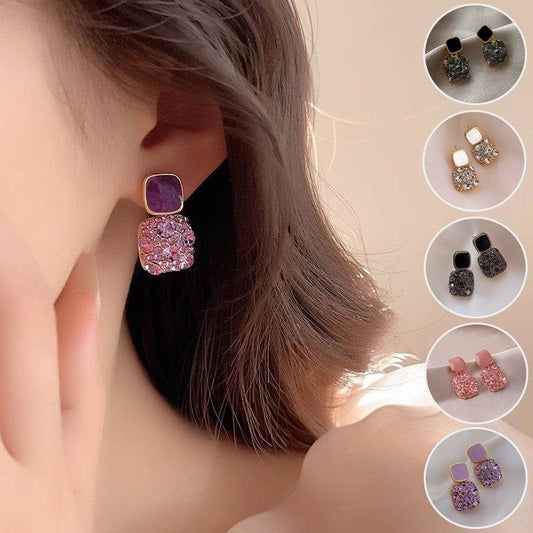 Rhinestone Cube Earrings Ins Fashion Temperament Geometric Earrings - terrifictrend