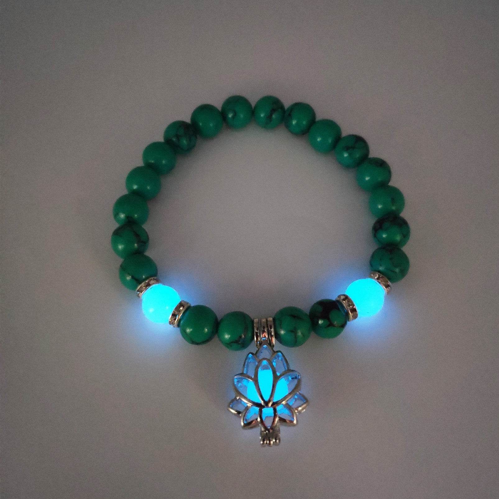 Energy Luminous Lotus Natural Stone Bracelet Yoga Healing Luminous Glow In The Dark Charm Beads Bracelet For Men Women Prayer Buddhism - terrifictrend