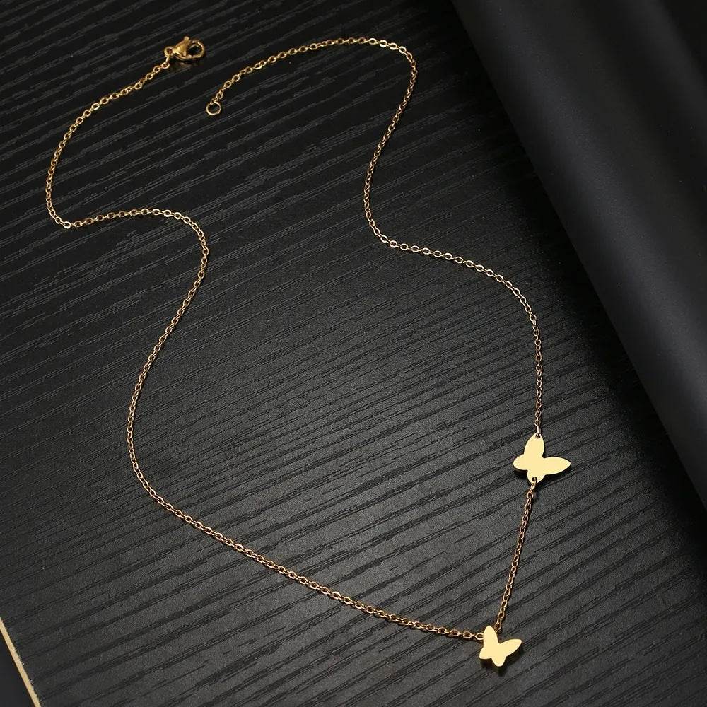Stainless Steel Butterfly Pendant Sweet Temperamental All-match Niche Design Necklace - terrifictrend