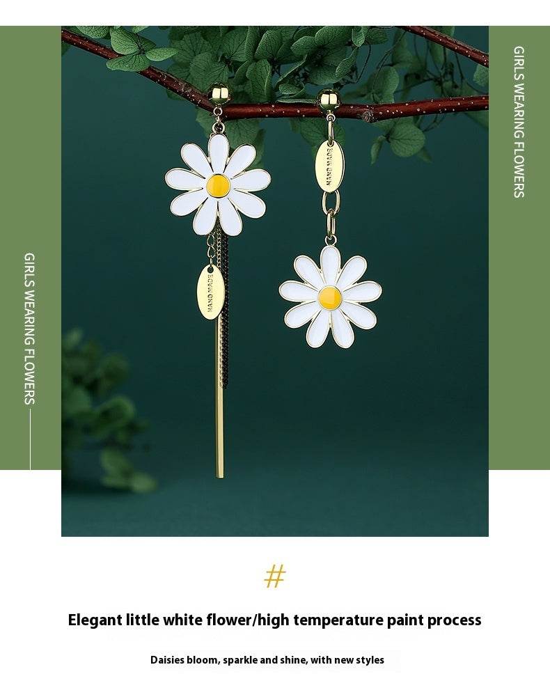 Long Tassel Asymmetric Flower Earrings - terrifictrend