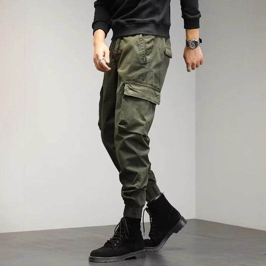 Men's Cropped Tooling Spring And Autumn Loose-fitting Casual Ankle-banded Trousers Multi-pocket - terrifictrend
