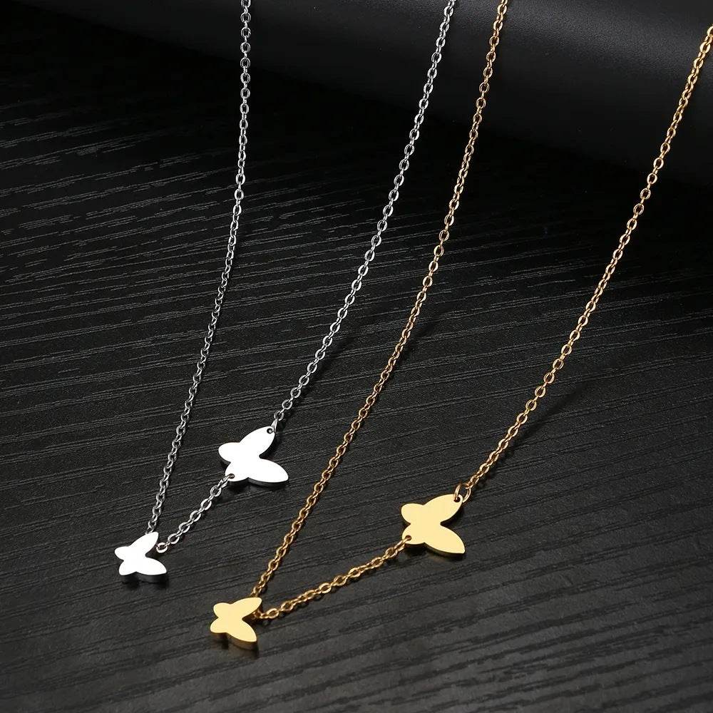 Stainless Steel Butterfly Pendant Sweet Temperamental All-match Niche Design Necklace - terrifictrend
