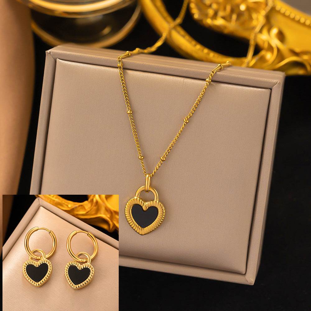Stainless Steel Necklace Earrings Women's Jewelry Suit - terrifictrend