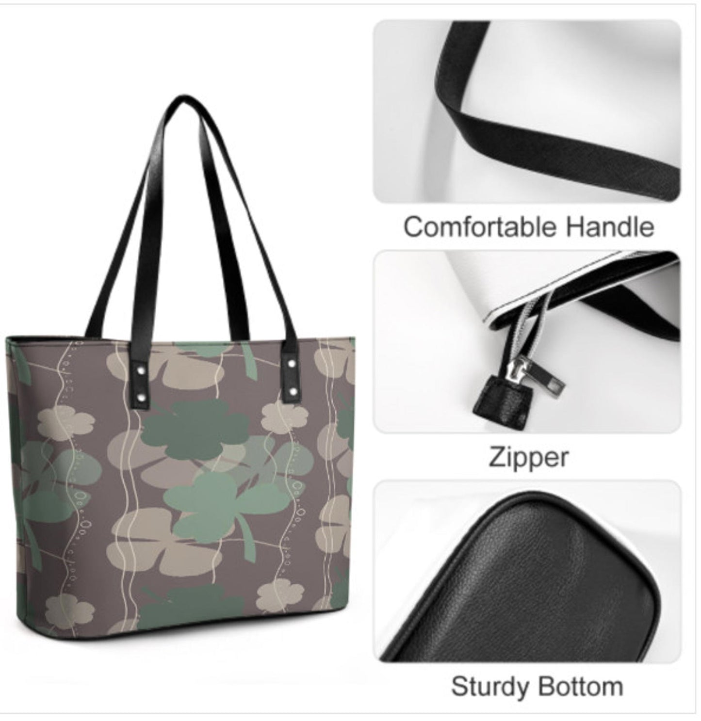 Custom Tote Hand Shoulder Bag 12 X 15 St Patricks Day Irish Shamrock Clover Luck Terrifictrend