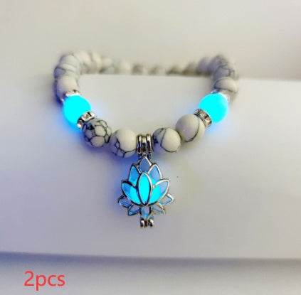 Energy Luminous Lotus Natural Stone Bracelet Yoga Healing Luminous Glow In The Dark Charm Beads Bracelet For Men Women Prayer Buddhism - terrifictrend